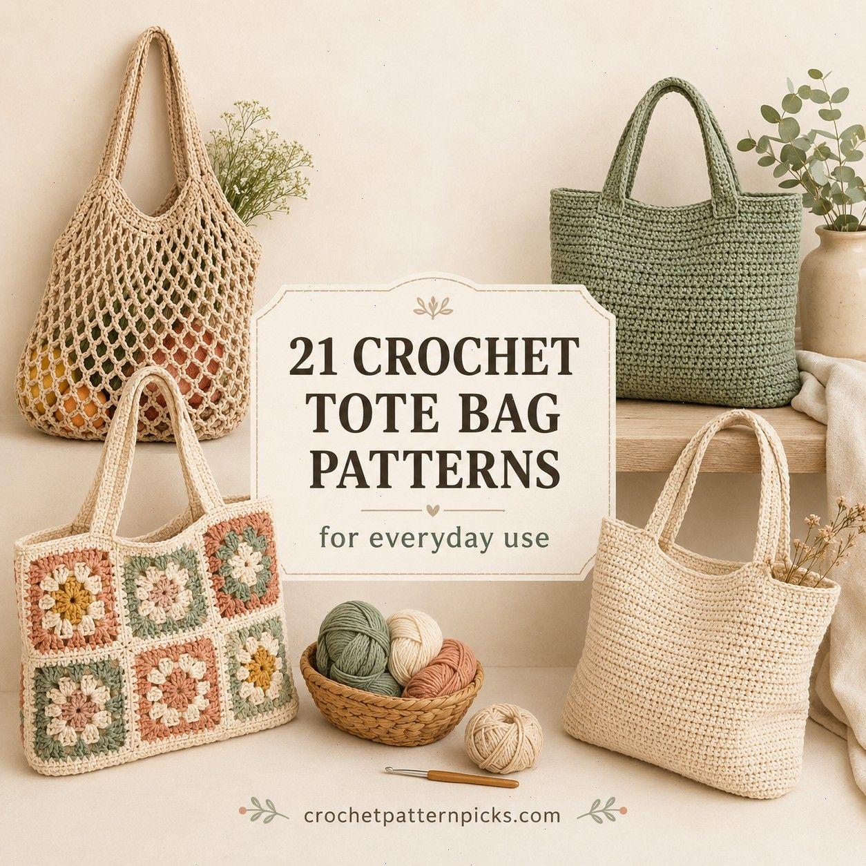 21 Crochet Tote Bags Patterns for Everyday Use