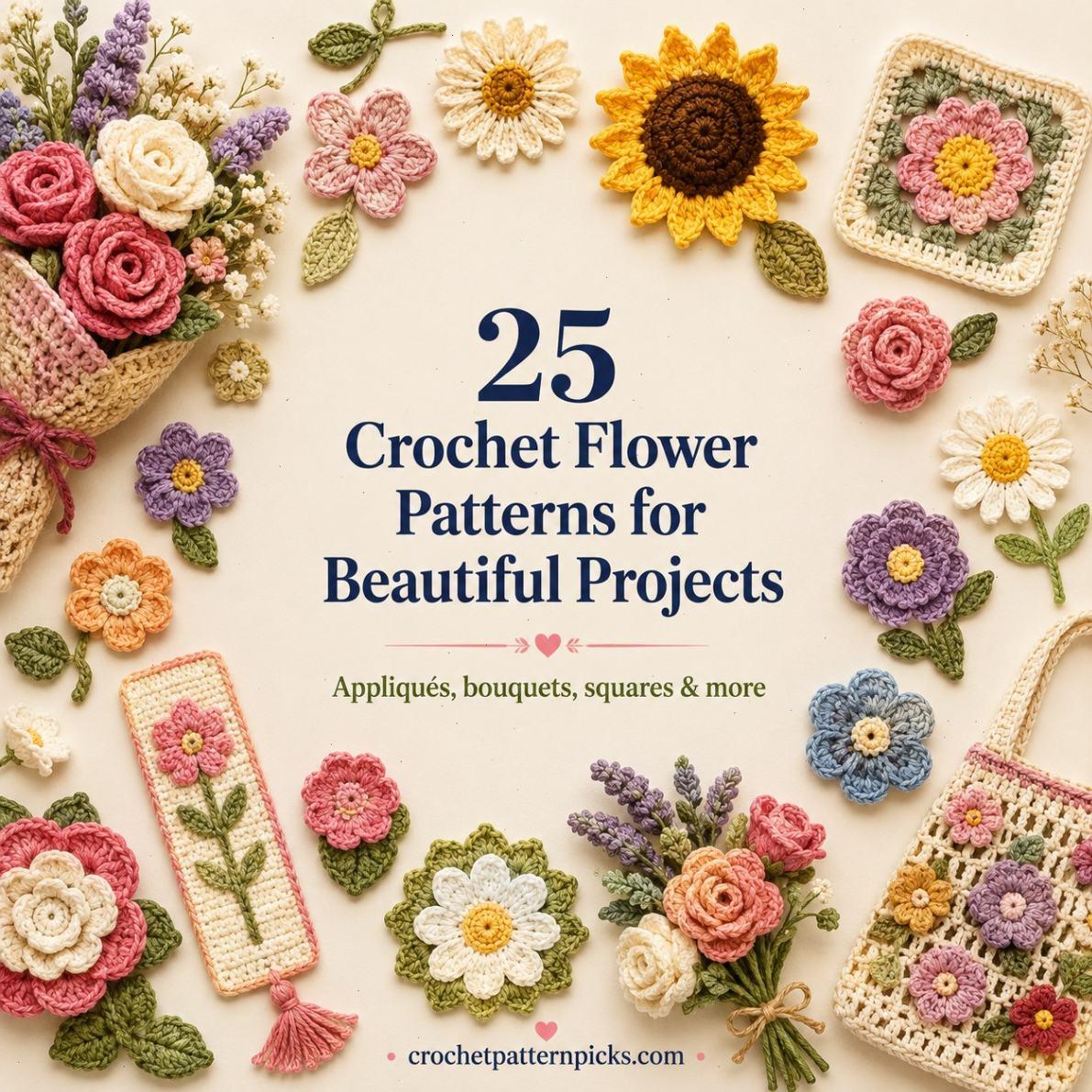 25 Crochet Flower Patterns for Beautiful Projects