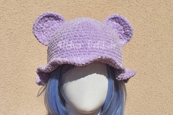 Bear Bucket Hat for Kids — crochet bucket hat patterns Crochet bear bucket hat for kids in purple with rounded ears. — crochet bucket hat patterns