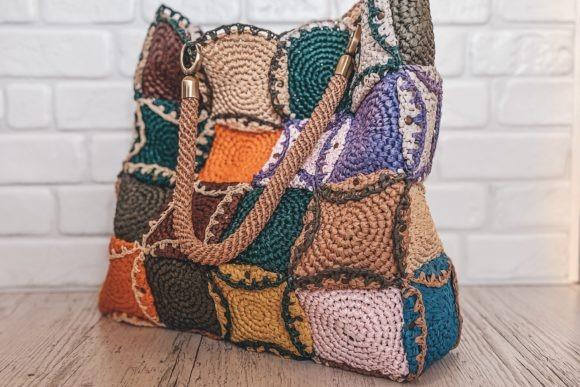 Colorful Crochet Tote Bag — crochet tote bags patterns Crochet tote bag with colorful patchwork design — crochet tote bags patterns