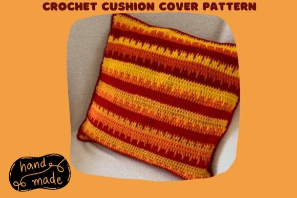 Blaze Crochet Cushion Cover — crochet pillow patterns Crochet pillow patterns featuring a textured square cushion in orange and yellow hues.