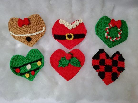 Crochet Heart Ornaments — Crochet Christmas Ornaments Patterns Crochet Christmas heart ornaments in various designs and colors. — Crochet Christmas Ornaments Patterns