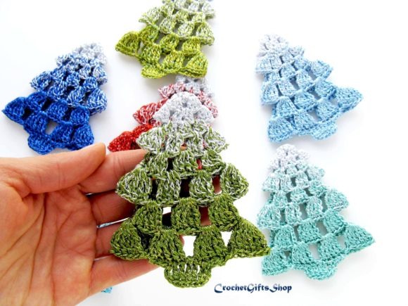 Crochet Christmas Tree Ornaments — Crochet Christmas Ornaments Patterns Crochet Christmas tree ornaments in various colors. — Crochet Christmas Ornaments Patterns