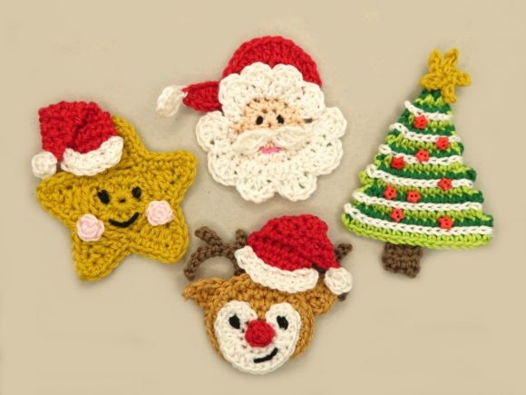 Crochet Christmas Ornaments — Crochet Christmas Ornaments Patterns Crochet Christmas ornaments including a Santa, reindeer, star, and tree. — Crochet Christmas Ornaments Patterns