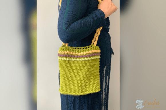 Coastal Vibes Beach Bag Pattern — crochet tote bags patterns Crochet tote bag in green with colorful stripes, perfect for beach days. — crochet tote bags patterns