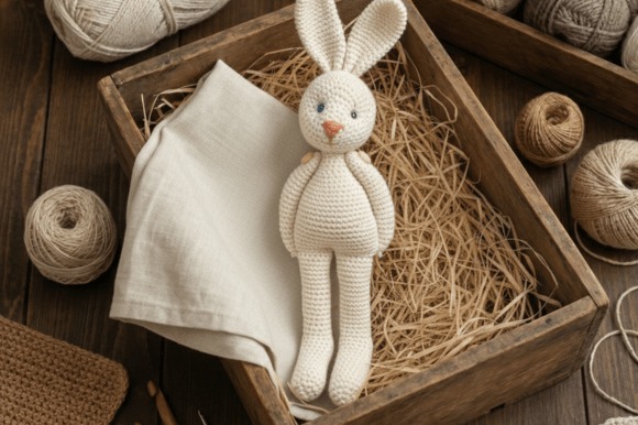 Vintage Amigurumi Bunny — cute amigurumi patterns Vintage amigurumi bunny in a wooden box with yarn — cute amigurumi patterns