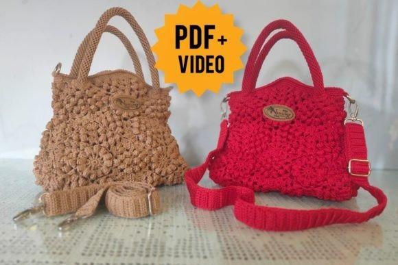 Crochet Ginanita Handbag Patterns — Crochet clutch bag patterns Crochet clutch bag patterns featuring Ginanita handbags in tan and red.