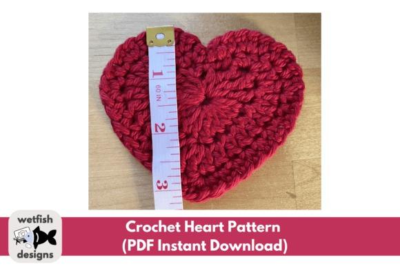 Crochet Heart Pattern — Valentine crochet patterns Crochet heart pattern in red with measuring tape for size reference. — Valentine crochet patterns