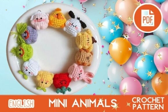 Mini Animal Keychains — mini amigurumi patterns Mini amigurumi patterns featuring colorful crochet animal keychains.