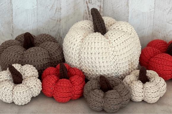 Crochet Pumpkin Pattern — Crochet Halloween Patterns Crochet Halloween Patterns featuring various pumpkins in neutral colors.