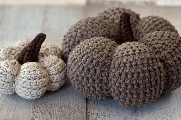 Crochet Pumpkin Pattern — Crochet Halloween Patterns Crochet pumpkin pattern in neutral colors for fall décor — Crochet Halloween Patterns