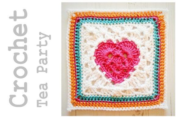 Granny Heart Square — Crochet Granny Square Blanket Patterns Crochet Granny Heart Square motif with heart design in pink and white. — Crochet Granny Square Blanket Patterns