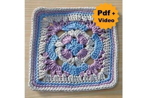 Easy Crochet Granny Square Pattern — Crochet Granny Square Blanket Patterns Crochet granny square pattern in blue, purple, and gray yarn. — Crochet Granny Square Blanket Patterns