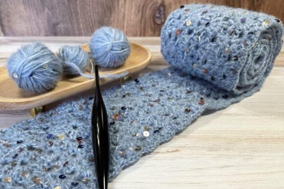 Echo Scarf Crochet Pattern — Crochet Scarf Patterns Crochet scarf pattern with lightweight yarn and sequins — Crochet Scarf Patterns