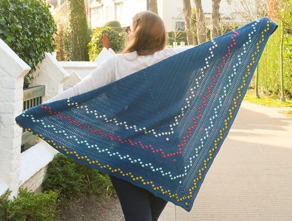 Fairy Lights Shawl — crochet shawl patterns Crochet shawl pattern featuring colored bobbles and a triangle design. — crochet shawl patterns