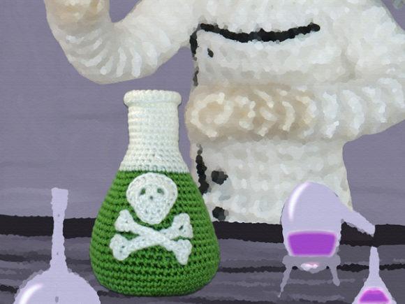 Poison Flask Crochet Pattern — Crochet Halloween Patterns Crochet poison flask with skull detail — Crochet Halloween Patterns
