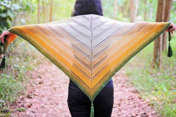 Genara Shawl — crochet shawl patterns Crochet shawl with herringbone double crochet design in gradient colors. — crochet shawl patterns
