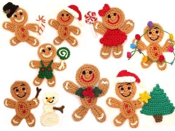 Gingerbread Man Crochet Patterns — Crochet Christmas Ornaments Patterns Crochet gingerbread man ornaments in various designs and colors. — Crochet Christmas Ornaments Patterns