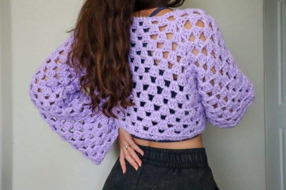 Granny Stitch Crop Sweater — crochet sweater patterns Crochet sweater with granny stitch design in lavender color. — crochet sweater patterns