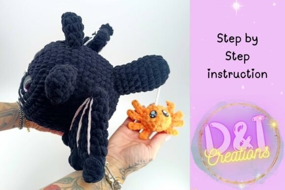 Halloween Bat-Wing Cat Crochet — Crochet Halloween Patterns Crochet Halloween Bat-Wing Cat with spider detail — Crochet Halloween Patterns