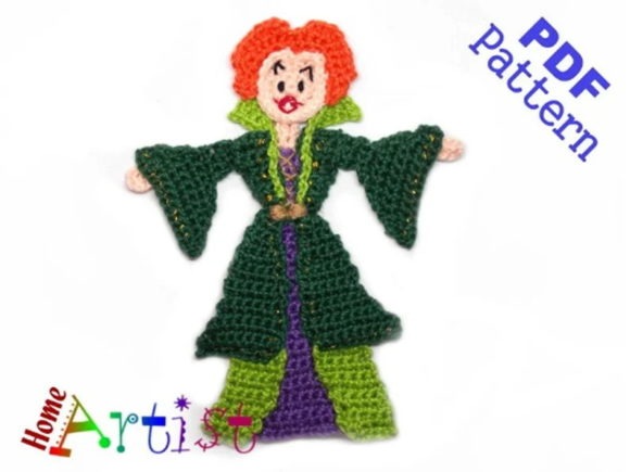 Crochet Witches Pattern — Crochet Halloween Patterns Crochet witch motif for Halloween decorations — Crochet Halloween Patterns