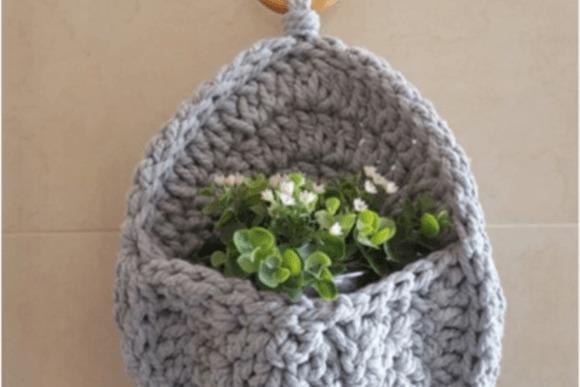 Hanging Planter Pocket Crochet Pattern — crochet basket patterns crochet basket patterns for hanging planter pocket