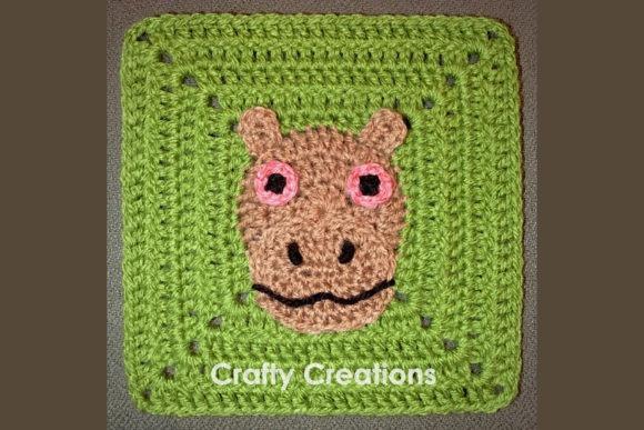 Hippopotamus Granny Square — crochet pillow patterns Crochet Hippopotamus Granny Square motif in green, brown, and pink. — crochet pillow patterns