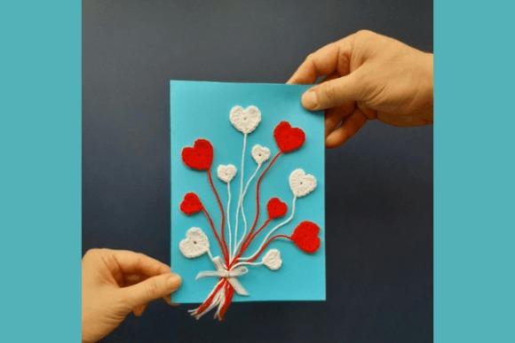 Valentine Crochet Card — Valentine crochet patterns Valentine crochet patterns card with hearts