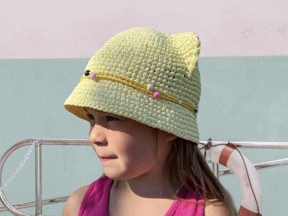 Kid Bucket Hat with Ears — crochet bucket hat patterns Crochet bucket hat with cat ears for kids — crochet bucket hat patterns