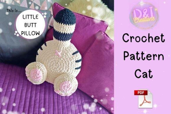 Little Butt Pillow Crochet Pattern — crochet pillow patterns Crochet pillow pattern featuring a cat-shaped cushion. — crochet pillow patterns