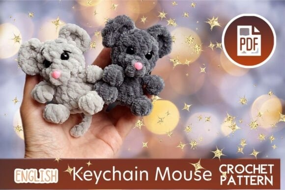 Mini Mouse Keychain Patterns — mini amigurumi patterns Mini Mouse Keychain crochet patterns in gray and beige. — mini amigurumi patterns