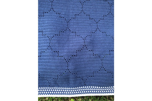Moroccan Impressions Afghan — mosaic crochet blanket patterns Mosaic crochet blanket pattern featuring geometric designs in blue yarn. — mosaic crochet blanket patterns