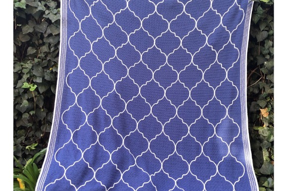 Moroccan Impressions Afghan — mosaic crochet blanket patterns Mosaic crochet blanket featuring a geometric Moroccan design in blue and white. — mosaic crochet blanket patterns