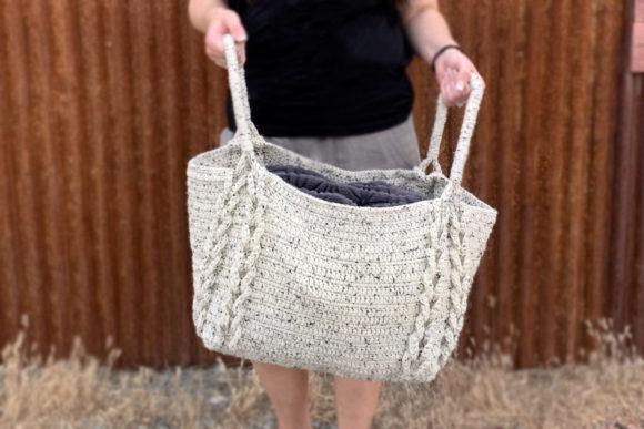 Notions Crochet Basket — crochet basket patterns Crochet basket for storage with braided handles — crochet basket patterns
