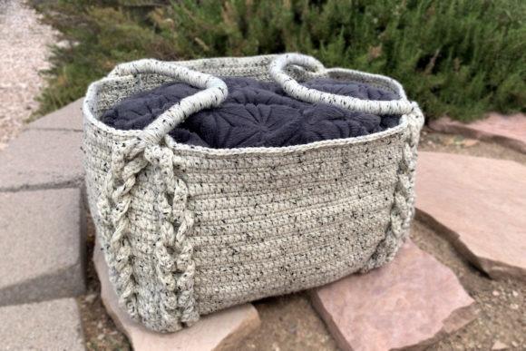 Notions Crochet Basket — crochet basket patterns Crochet basket for storage with braided handles — crochet basket patterns