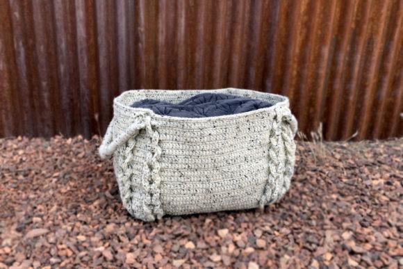 Notions Crochet Basket — crochet basket patterns Crochet basket for storage with braided handles — crochet basket patterns