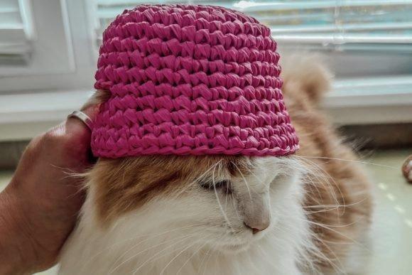 Pets Pink Bucket Hat Crochet Pattern — crochet bucket hat patterns Crochet bucket hat for a cat in pink color — crochet bucket hat patterns