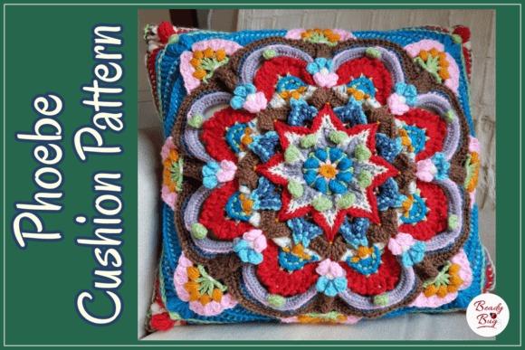 Phoebe Cushion Square — crochet pillow patterns Crochet pillow featuring floral mandala design in vibrant colors. — crochet pillow patterns