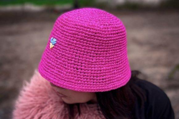 Pink Bucket Hat Crochet Pattern — crochet bucket hat patterns Pink crochet bucket hat with a flower embellishment — crochet bucket hat patterns
