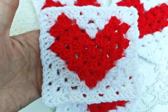 Pixel Heart Granny Square — Valentine crochet patterns Valentine crochet patterns featuring a pixel heart granny square design.