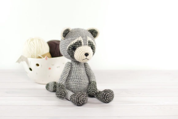 Raccoon Amigurumi Crochet Toy — amigurumi crochet patterns Raccoon amigurumi crochet toy in gray, black, and white yarn. — amigurumi crochet patterns