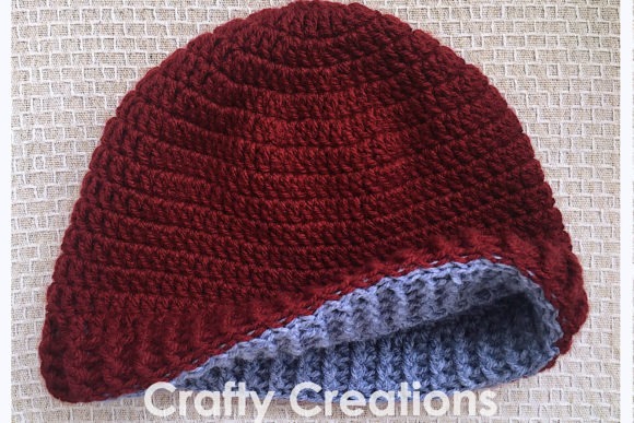 Reversible Adult Beanie — crochet hat patterns for every season Reversible Adult Beanie crochet hat pattern in maroon and blue. — crochet hat patterns for every season