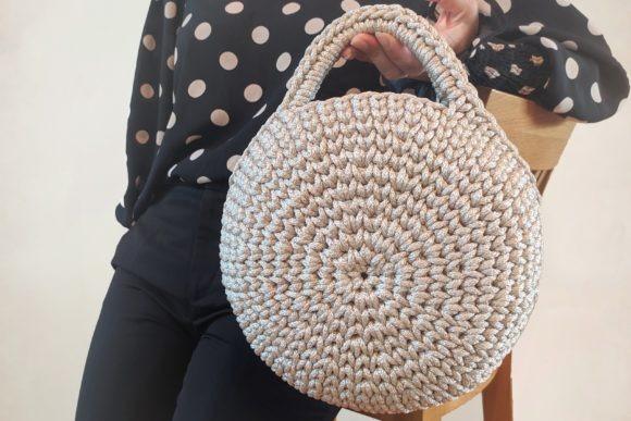 Round Bag Purse Handbag — crochet tote bags patterns Round crochet tote bag made with rope yarn, featuring a circular design. — crochet tote bags patterns
