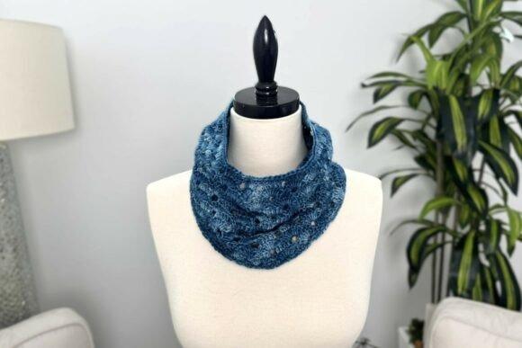 So Sweet Crochet Cowl — Crochet Scarf Patterns So Sweet Crochet Cowl in blue yarn with arch-lace stitch — Crochet Scarf Patterns
