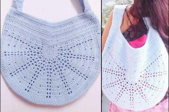 Sunshine Tote Bag — crochet tote bags patterns Crochet tote bag with a unique design in light blue. — crochet tote bags patterns