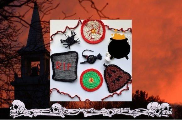 Halloween Crochet Hanging Decor — Crochet Halloween Patterns Crochet Halloween patterns including a tombstone, spider, and cauldron.
