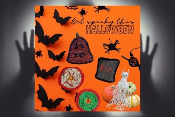 Halloween Crochet Hanging Decor — Crochet Halloween Patterns Crochet Halloween patterns featuring a pumpkin, tombstone, and eyeballs.