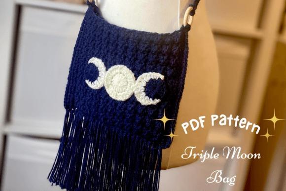 Triple Moon Bag Crochet Pattern — crochet crossbody bag patterns Crochet crossbody bag with moon motif and fringe detail — crochet crossbody bag patterns