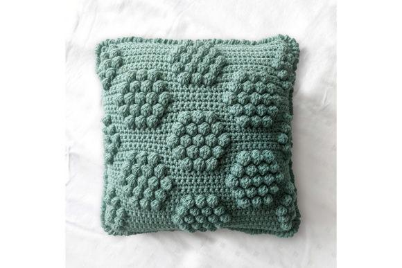 XO Bobble Pillow Cover — crochet pillow patterns Crochet pillow with bobble motifs in green yarn — crochet pillow patterns