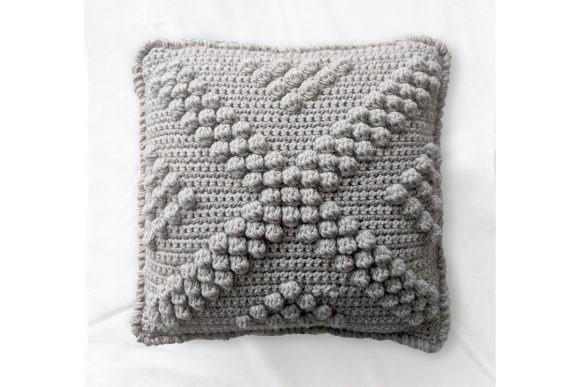 XO Bobble Pillow Cover — crochet pillow patterns Crochet pillow with bobble texture in gray — crochet pillow patterns